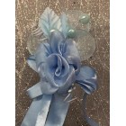 Light Blue Rose Organza Flower with Three Pearls